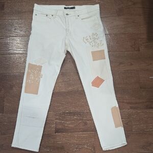 Ralph Lauren Cream, Patchwork Jeans, Size 8